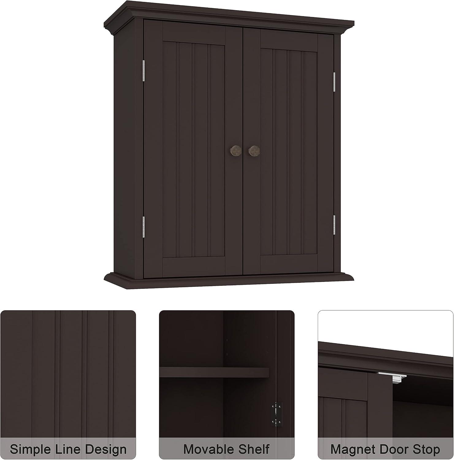 ChooChoo Bathroom Wall Cabinet, Over The Toilet Space Saver, Medicine Cabinet with 2 Doors and Adjustable Shelves