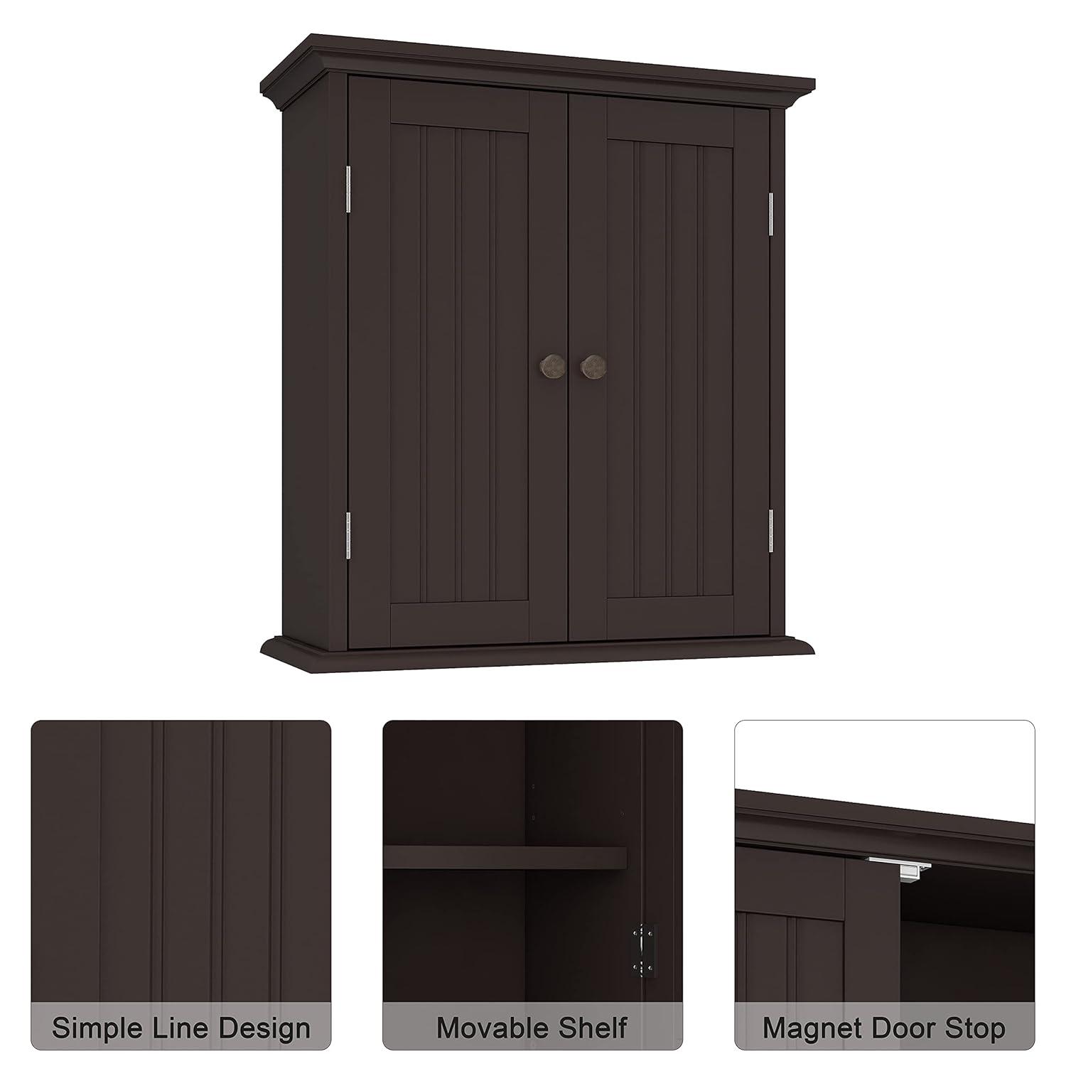 ChooChoo Bathroom Wall Cabinet, Over The Toilet Space Saver, Medicine Cabinet with 2 Doors and Adjustable Shelves