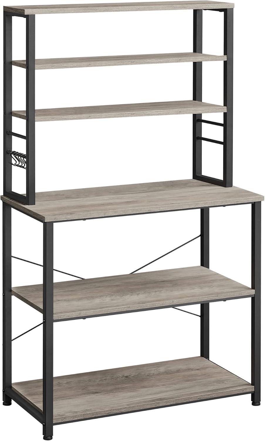 Greige and Black Adjustable 6-Tier Industrial Kitchen Rack