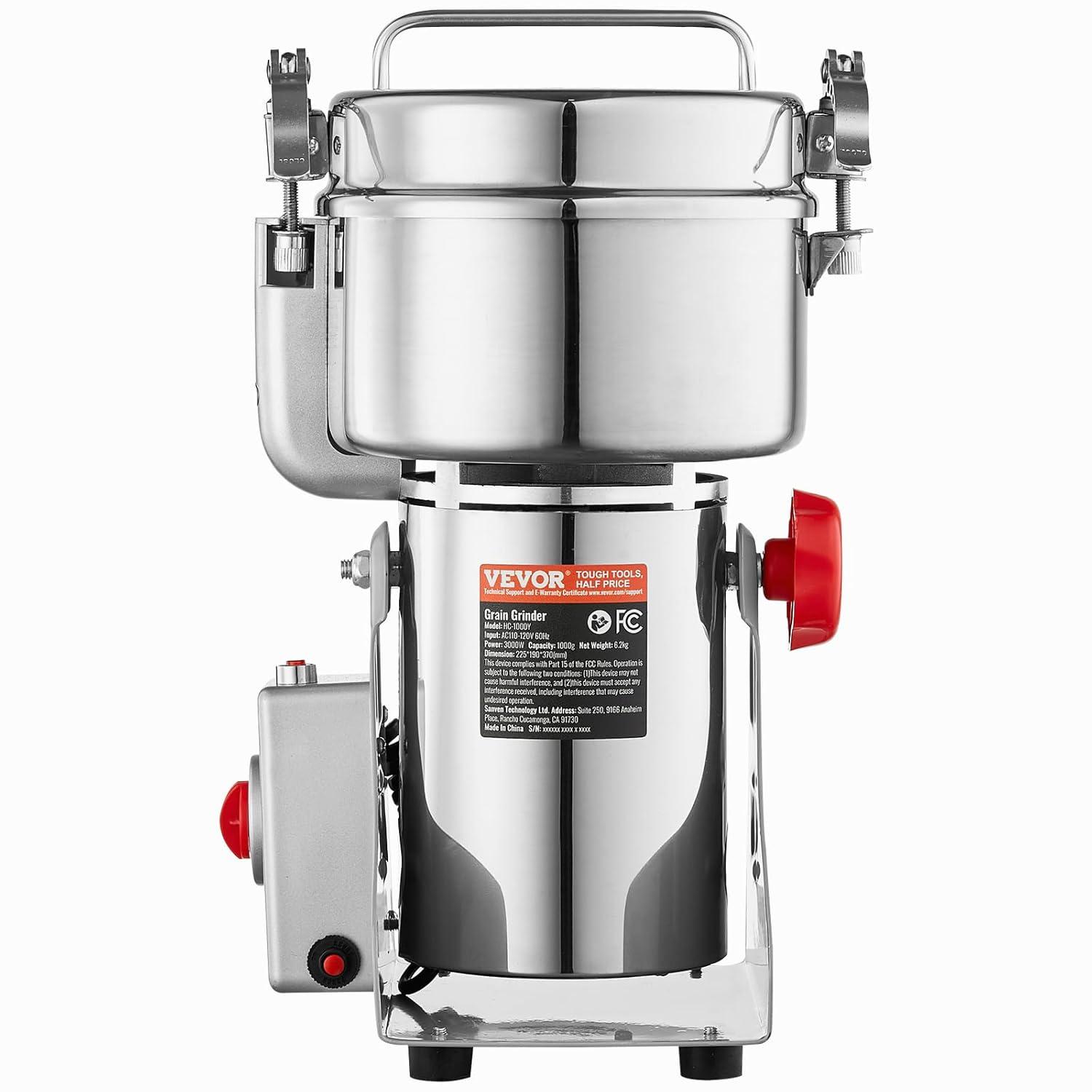 VEVOR 1000g Commercial Spice Grinder Electric Grain Mill Grinder High Speed