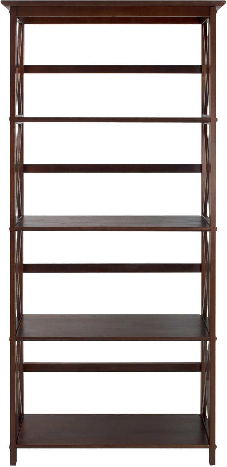 Montego Dark Walnut 5-Shelf Wood Bookcase