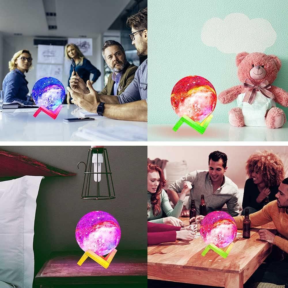 WBM LLC Himalayan Glow 3D galaxy Moon Lamp, 16 Multi-Color LEDs, Unique Idle Gift for Girls, Women