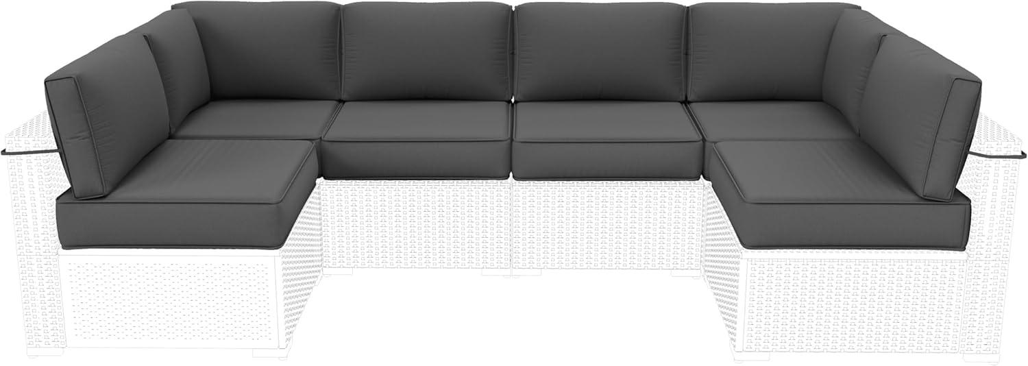 Kimunuk 14 Piece Outdoor Furniture Replacement Cushions, 5" Foam Foam High-Density, Fits 6-Seat Sectional Rattan Conversation Set, Patio Water-Resistant Sofa Cushions, Light Grey