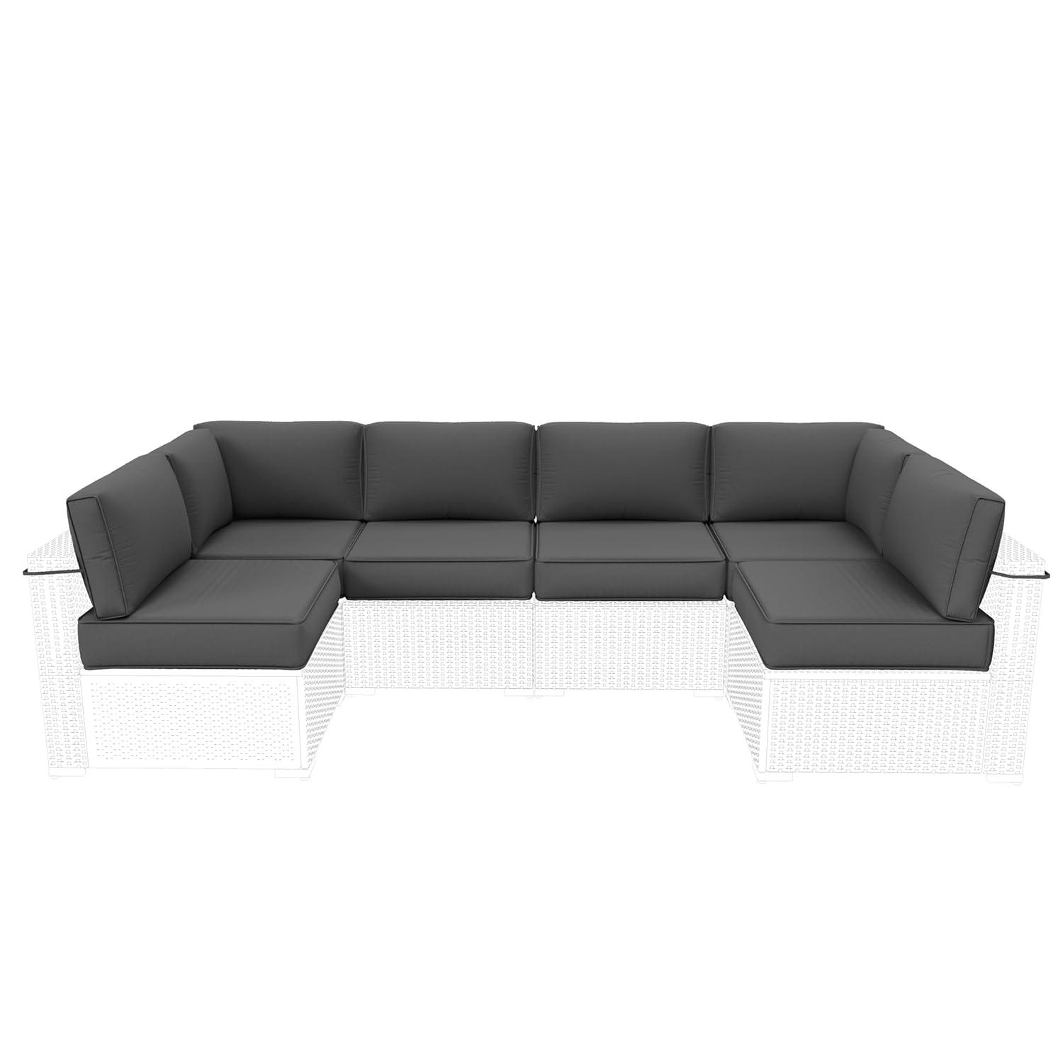 Kimunuk 14 Piece Outdoor Furniture Replacement Cushions, 5" Foam Foam High-Density, Fits 6-Seat Sectional Rattan Conversation Set, Patio Water-Resistant Sofa Cushions, Light Grey