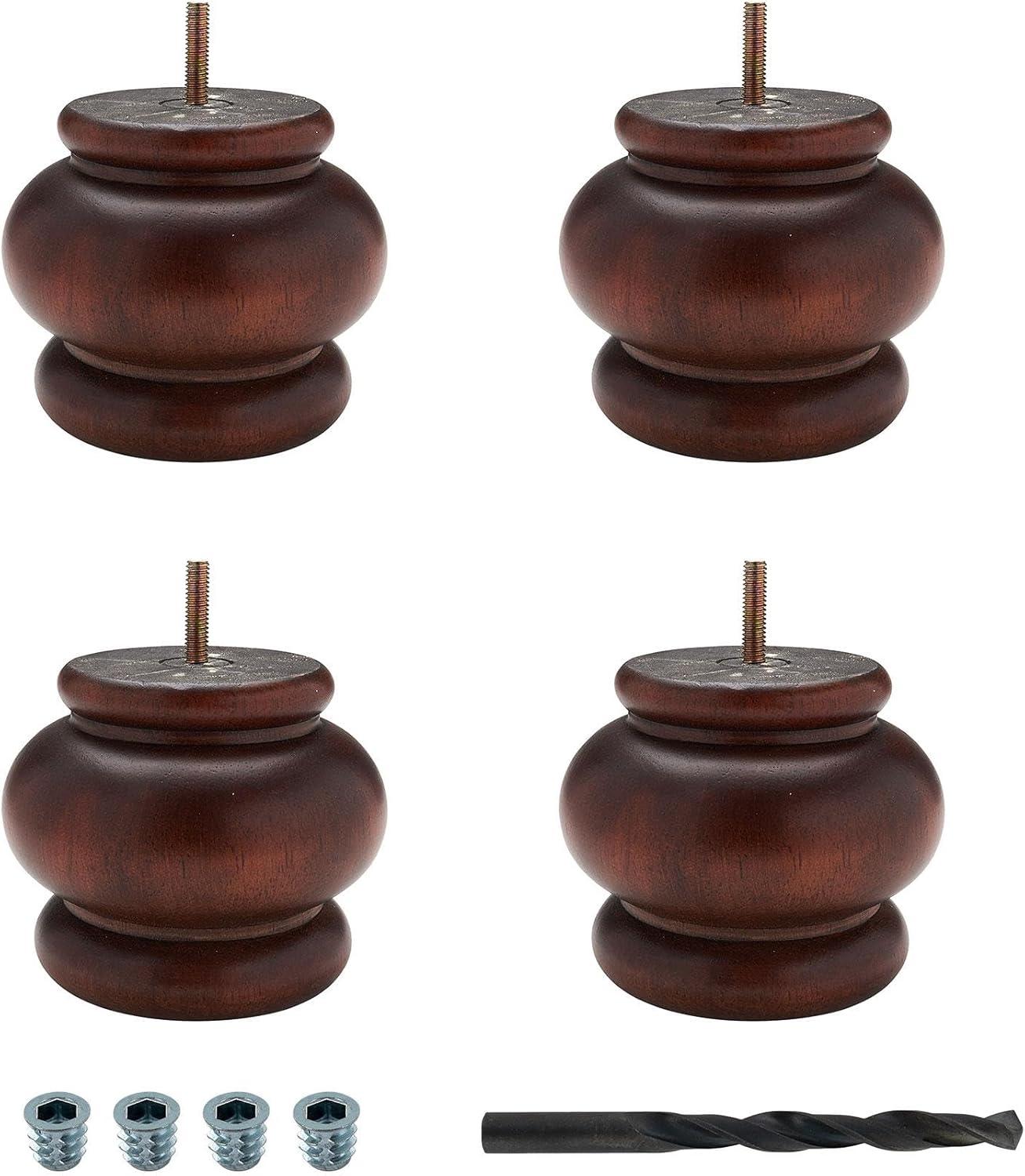 4 in x 4-7/8 Solid Hardwood Round Bun Foot