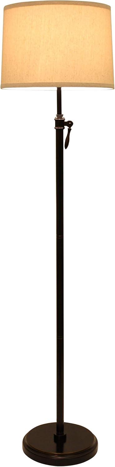 Adjustable Height Bronze Steel Floor Lamp with 3-Way Switch