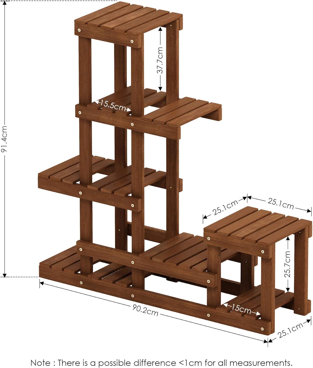 Tioman Coffee Finish 3-Tier Hardwood Plant Stand