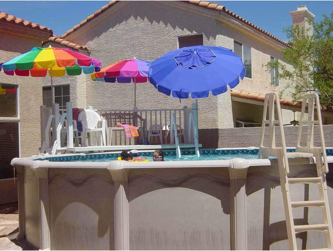 Vinyl Works SLA A Frame Above Ground Pool Ladder Steps with Slide Lock Barrier