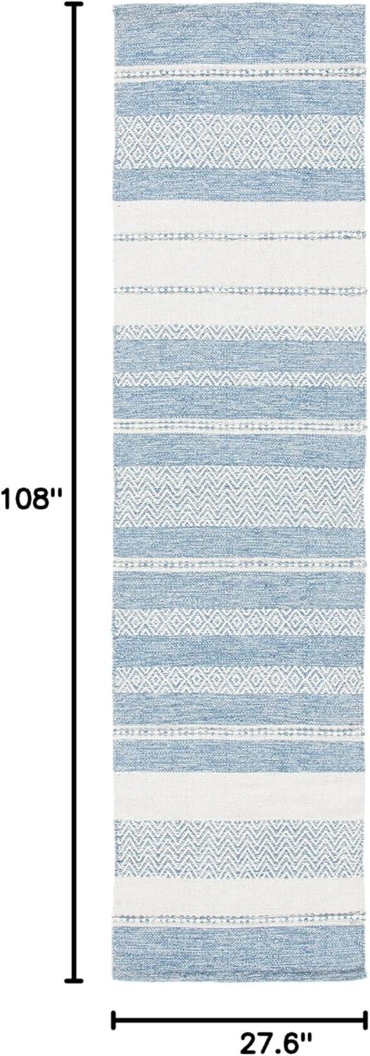Striped Kilim STK503 Hand Woven Runner Rug - Ivory/Blue - 2'3"x9' - Safavieh.