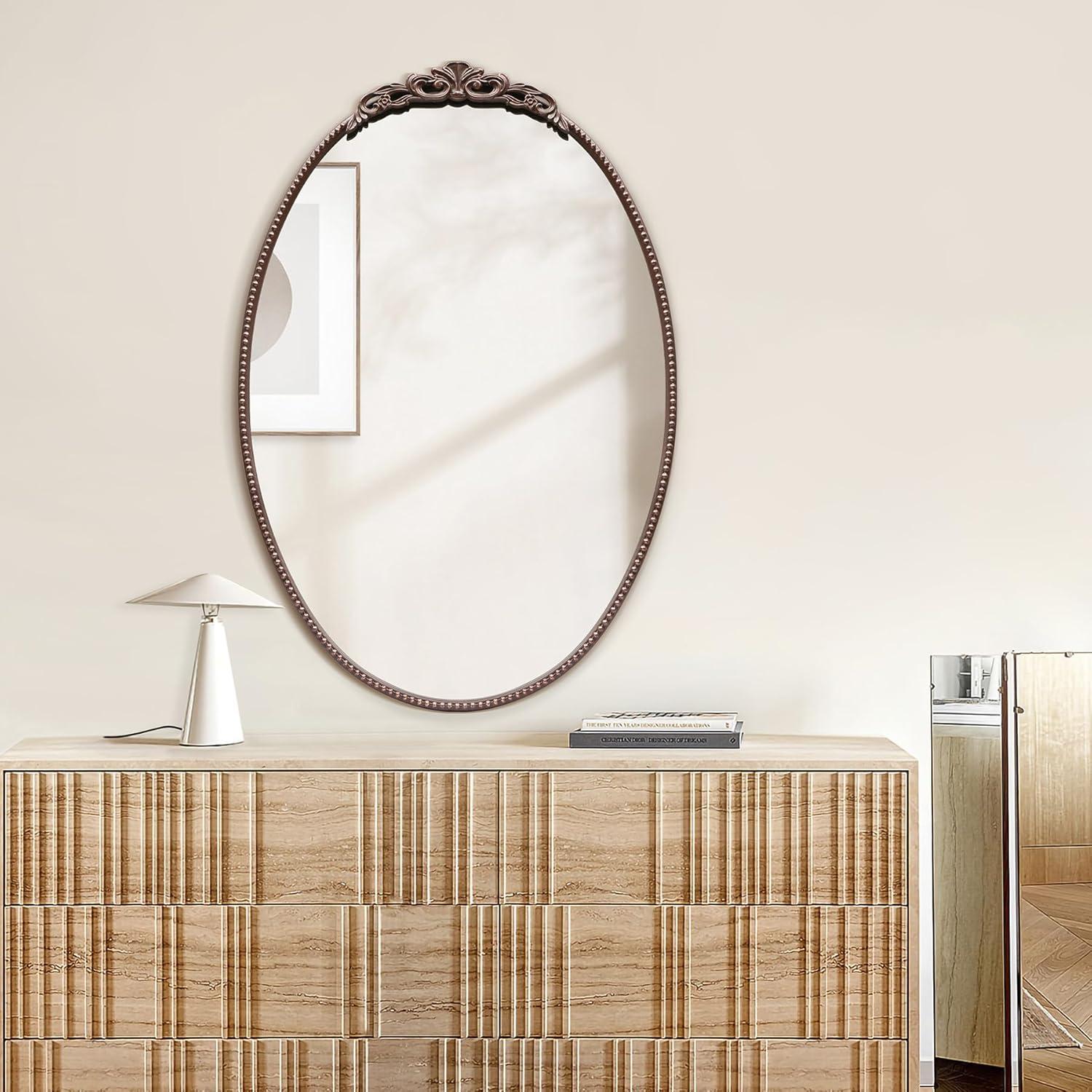 Micasso Black Vintage Wall Mirror, 24x36 Inches Black Decorative Mounted Traditional Arched Mirror for Bathroom Bedroom Living Room, Entryway, Home Wall Decor