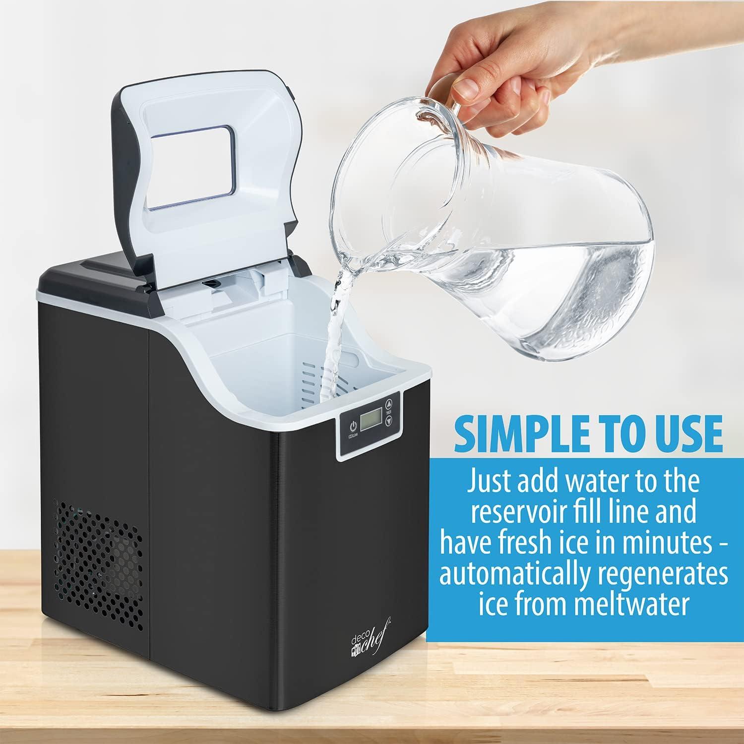 Black Countertop Nugget Ice Maker with Auto-Renew Basket