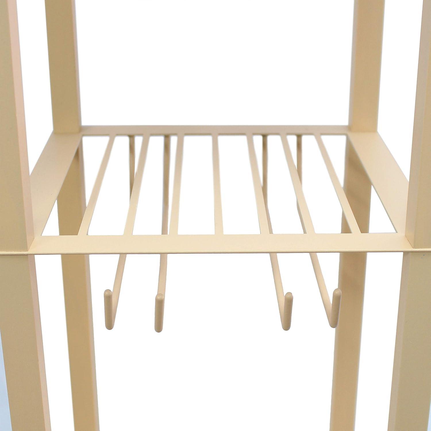 Etagere Organizer Storage Shelf Floor Lamp with Linen Shade Tan - Simple Designs: Modern Electric Wood Composite Lighting