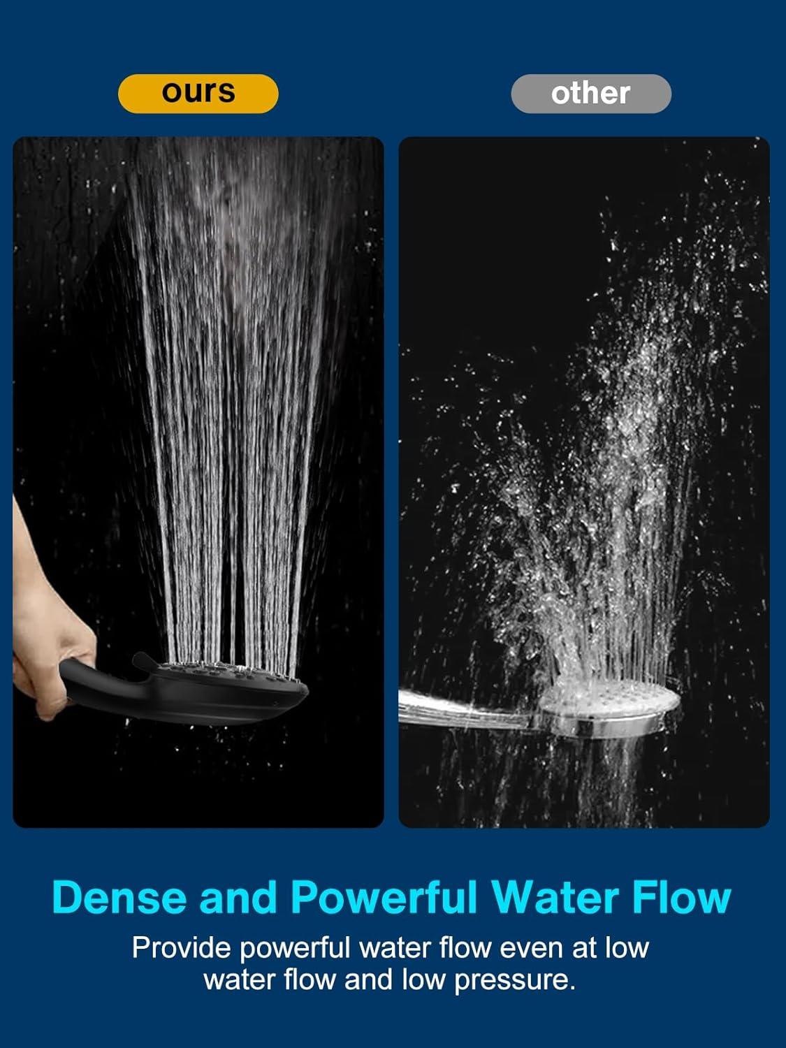 Cobbe Shower Head with handheld, High Pressure Shower Faucet Set with Hose Adjustable Bracket Rubber Washers, Dual 2 In 1 Shower System matte black(Valve Include)