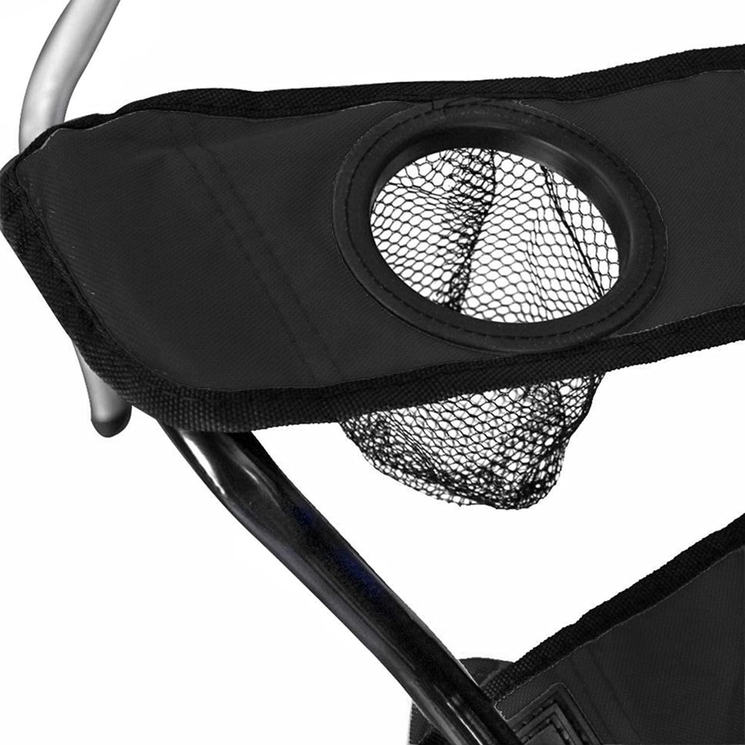 GoTeam Portable Double Folding Chair w/Removable Umbrella, Cooler Bag and Carry Case - Black
