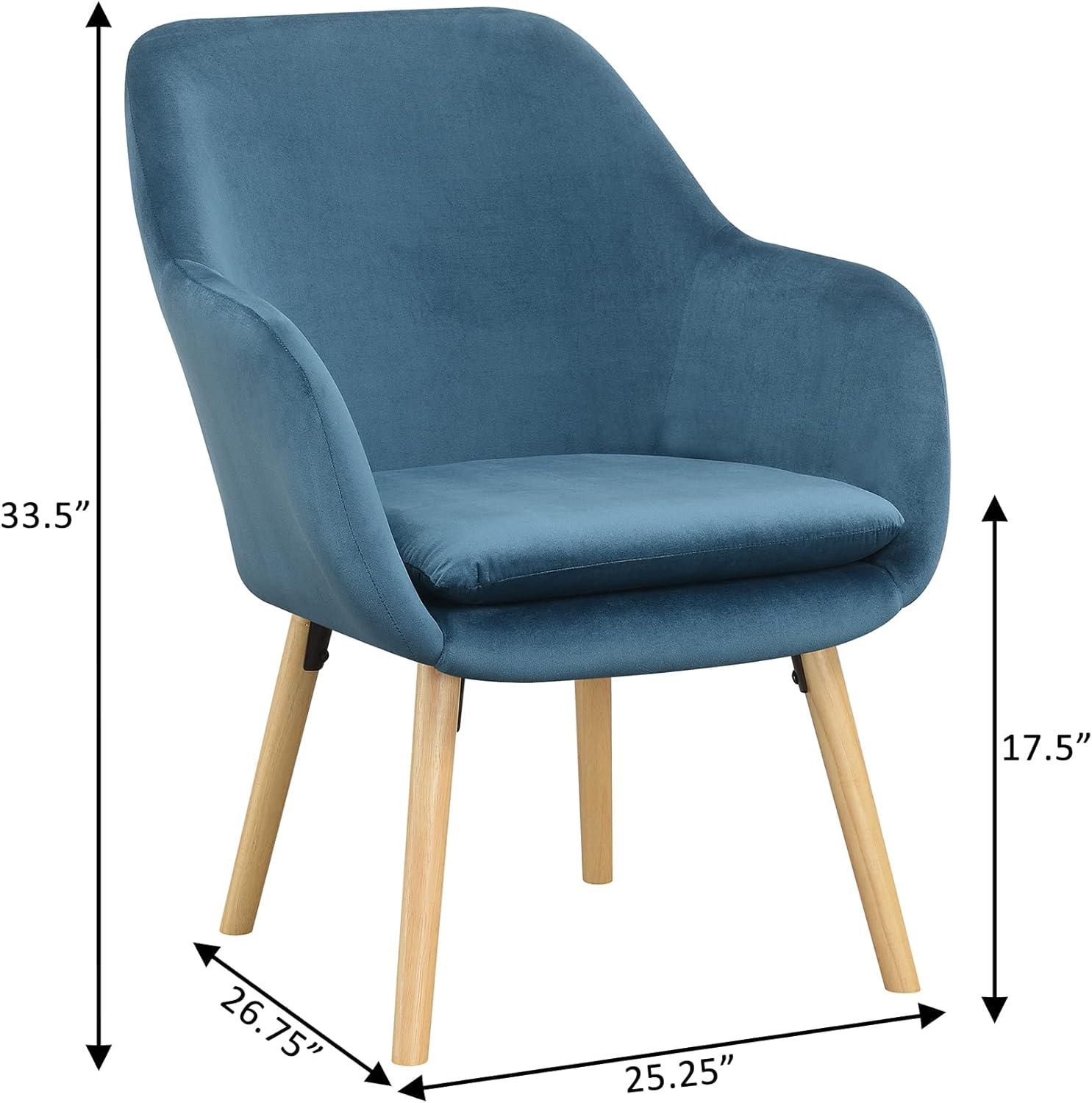 Charlotte Blue Velvet Wingback Accent Chair with Light Oak Legs