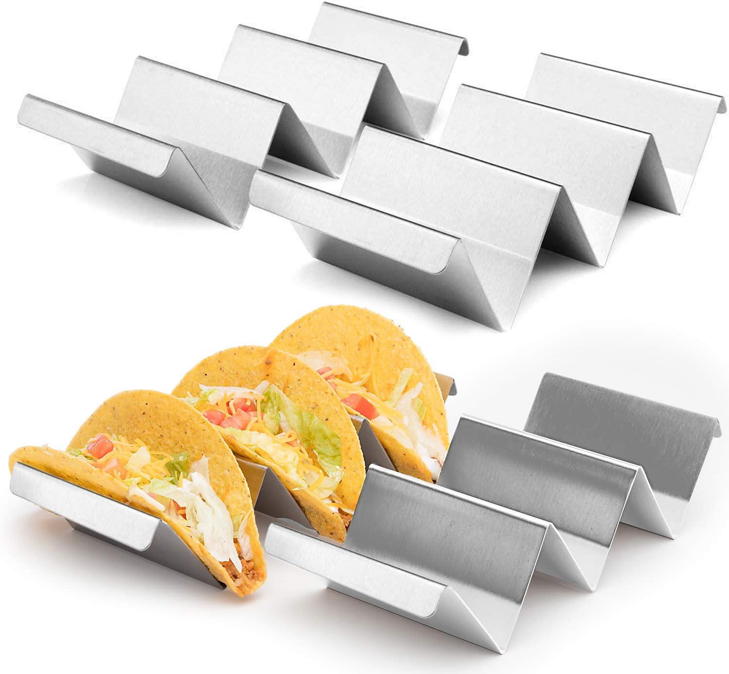 Polished Stainless Steel Rectangular Taco Holder Set of 4