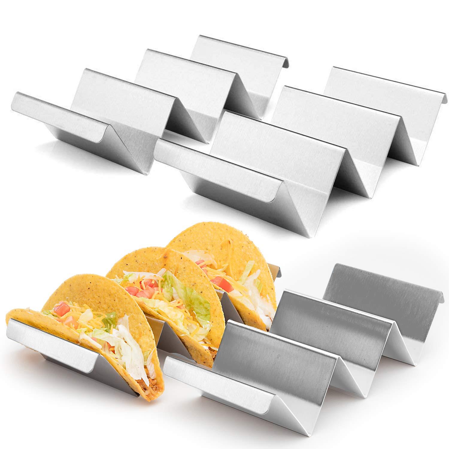 Polished Stainless Steel Rectangular Taco Holder Set of 4