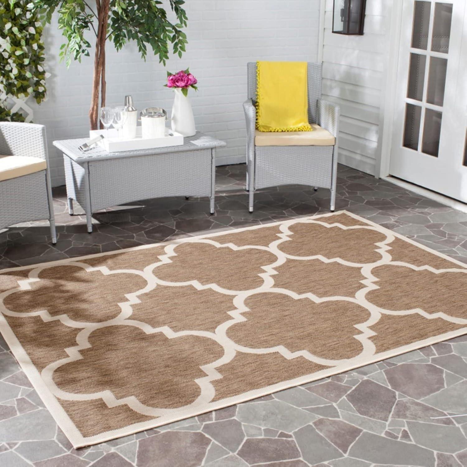 Trellis Dark Brown 31" Square Indoor/Outdoor Easy-Care Rug