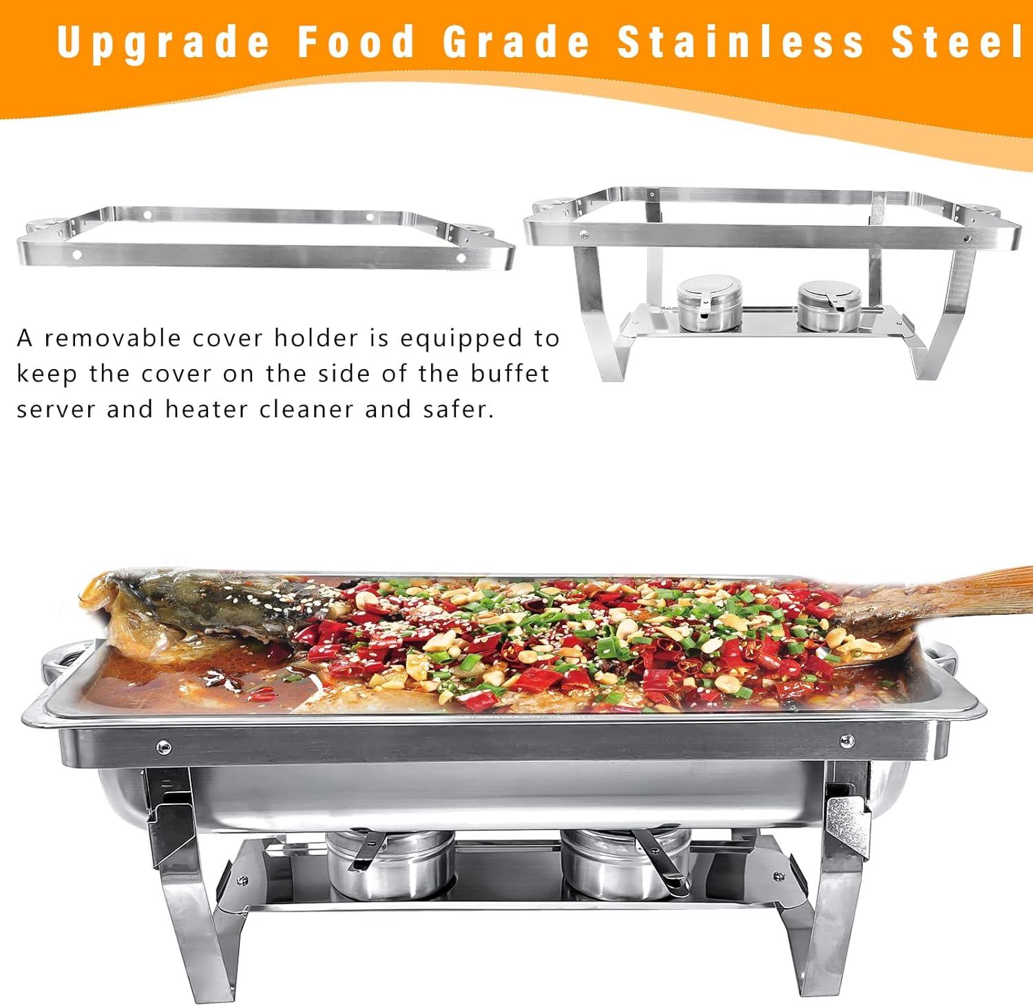 The Party Aisle™ Chafing Dishes For Buffet 4 Pack, 8 Qt Stainless Steel Chafers And Buffet Warmers Sets With Lid, Rectangle Serving Food Warmer Catering Supplies Buffet Display For Parties
