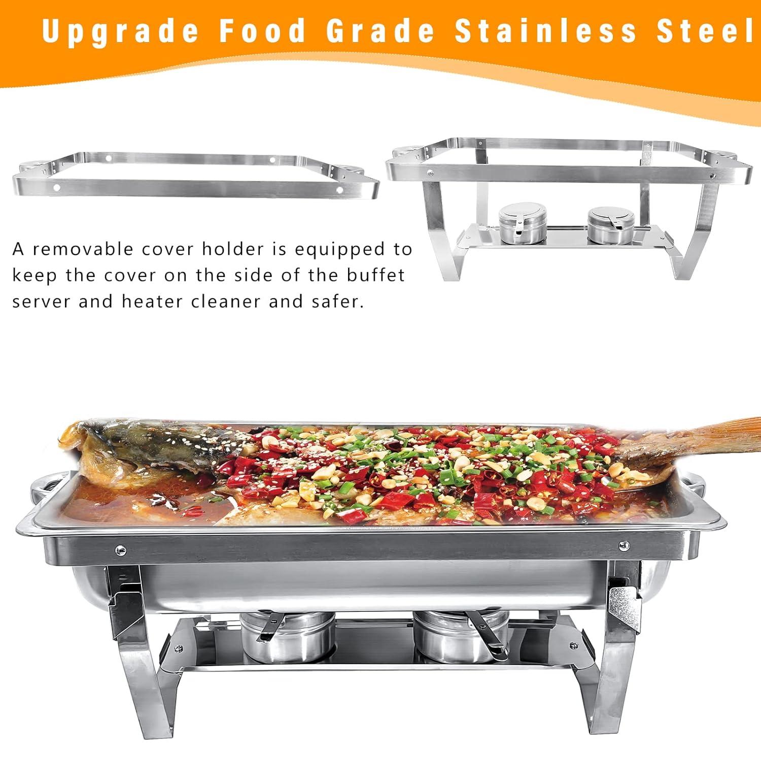The Party Aisle™ Chafing Dishes For Buffet 4 Pack, 8 Qt Stainless Steel Chafers And Buffet Warmers Sets With Lid, Rectangle Serving Food Warmer Catering Supplies Buffet Display For Parties