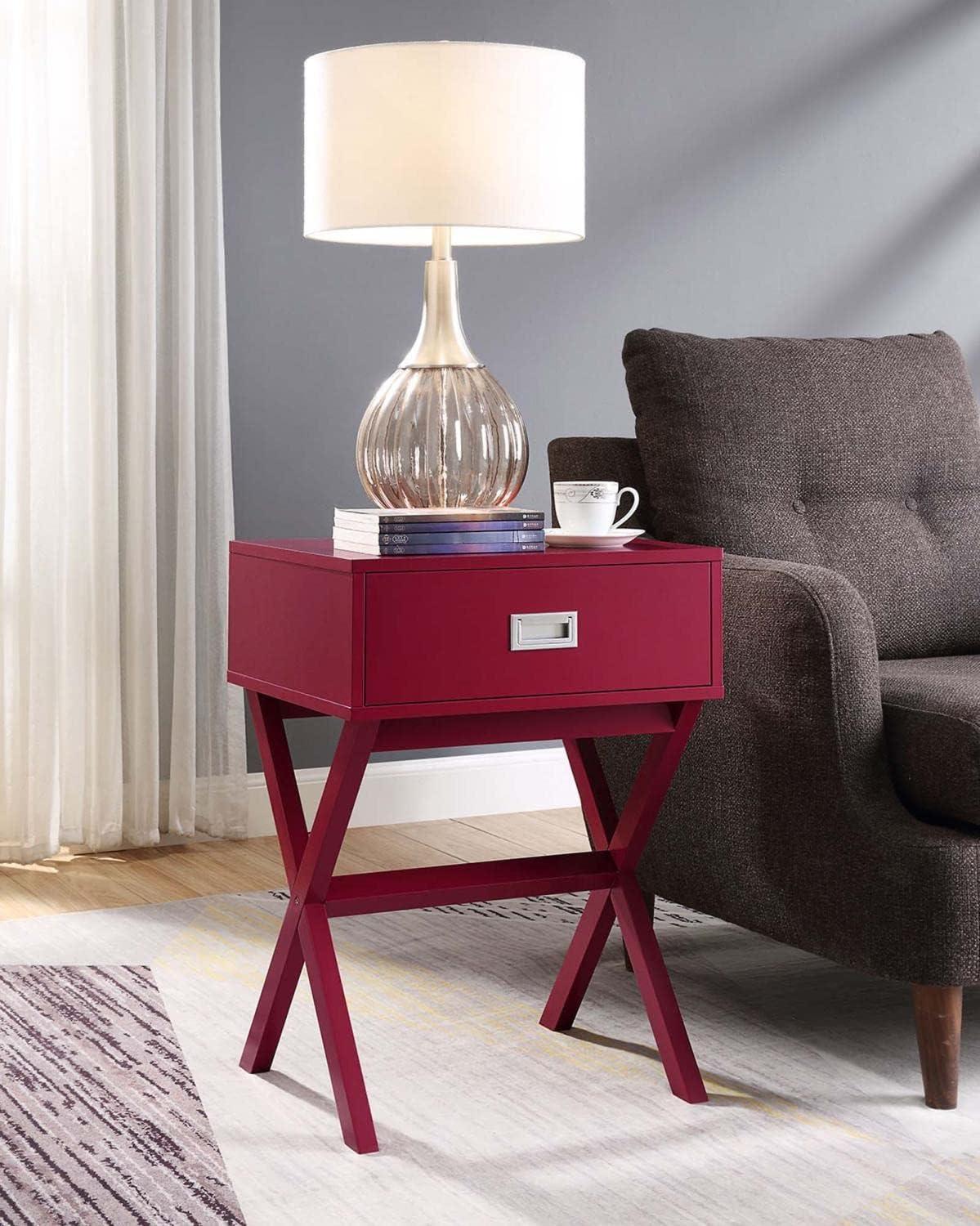 Convenience Concepts Designs2Go Landon 1 Drawer End Table, Cranberry Red