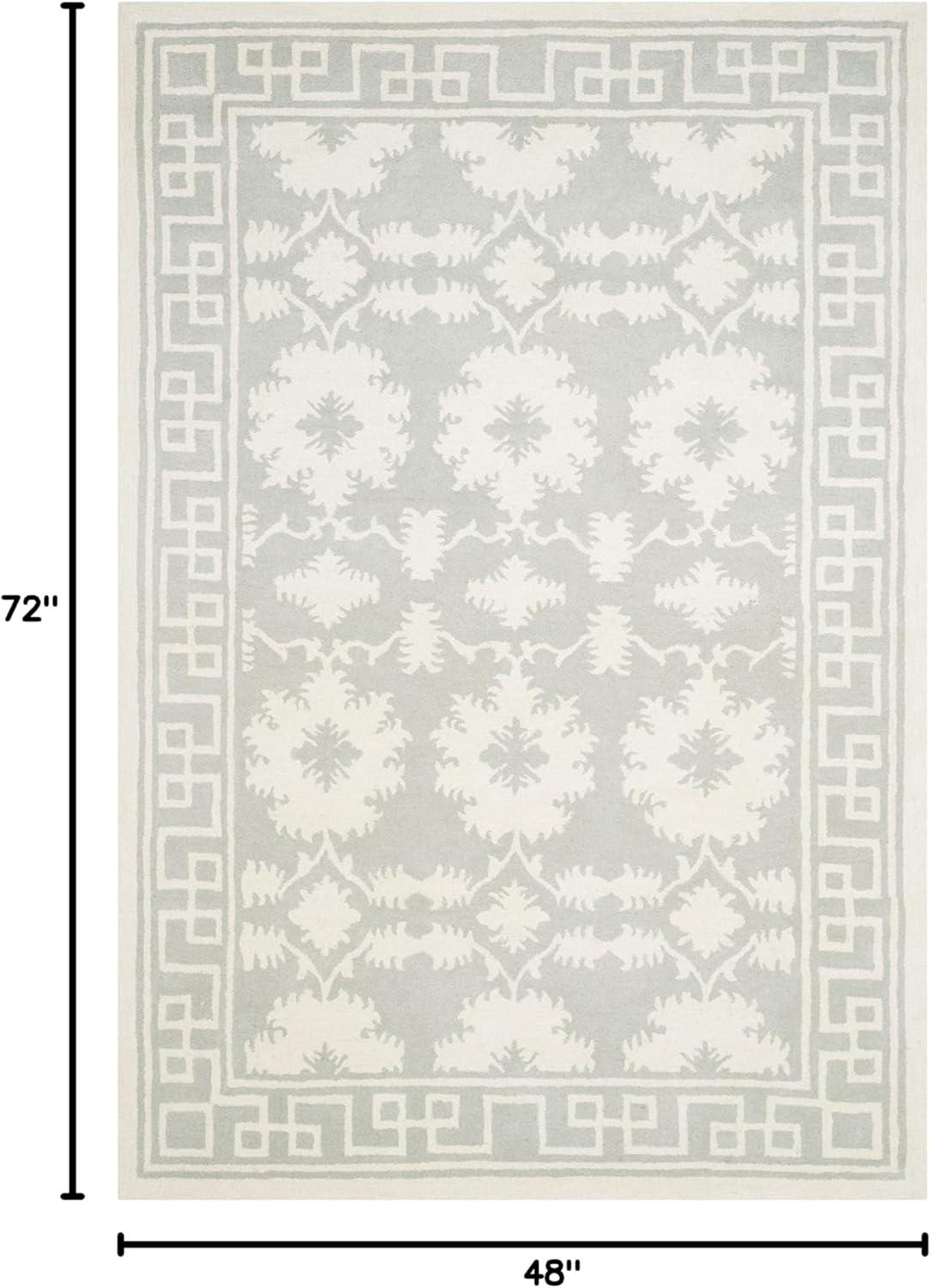 SAFAVIEH Bella Aliya Geometric Bordered Wool Area Rug, Grey/Ivory, 4' x 6'