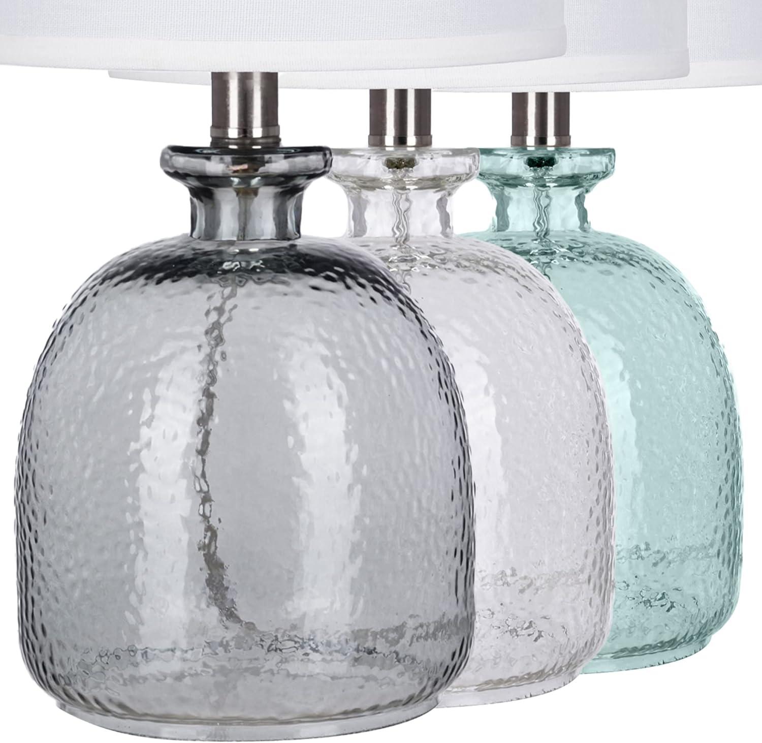 Catalina Lighting 20687-000 Coastal Cape Cod Clear Glass Textured Table Lamp 1825 Classic Blue