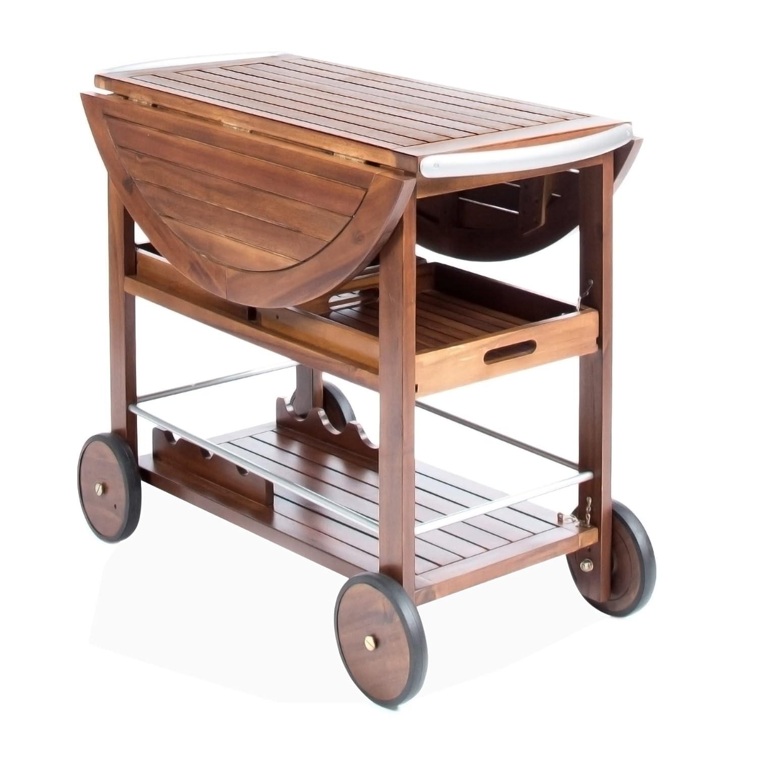 Cynthia Farmhouse Wooden Bar Cart Dark Oak Brown - Christopher Knight Home