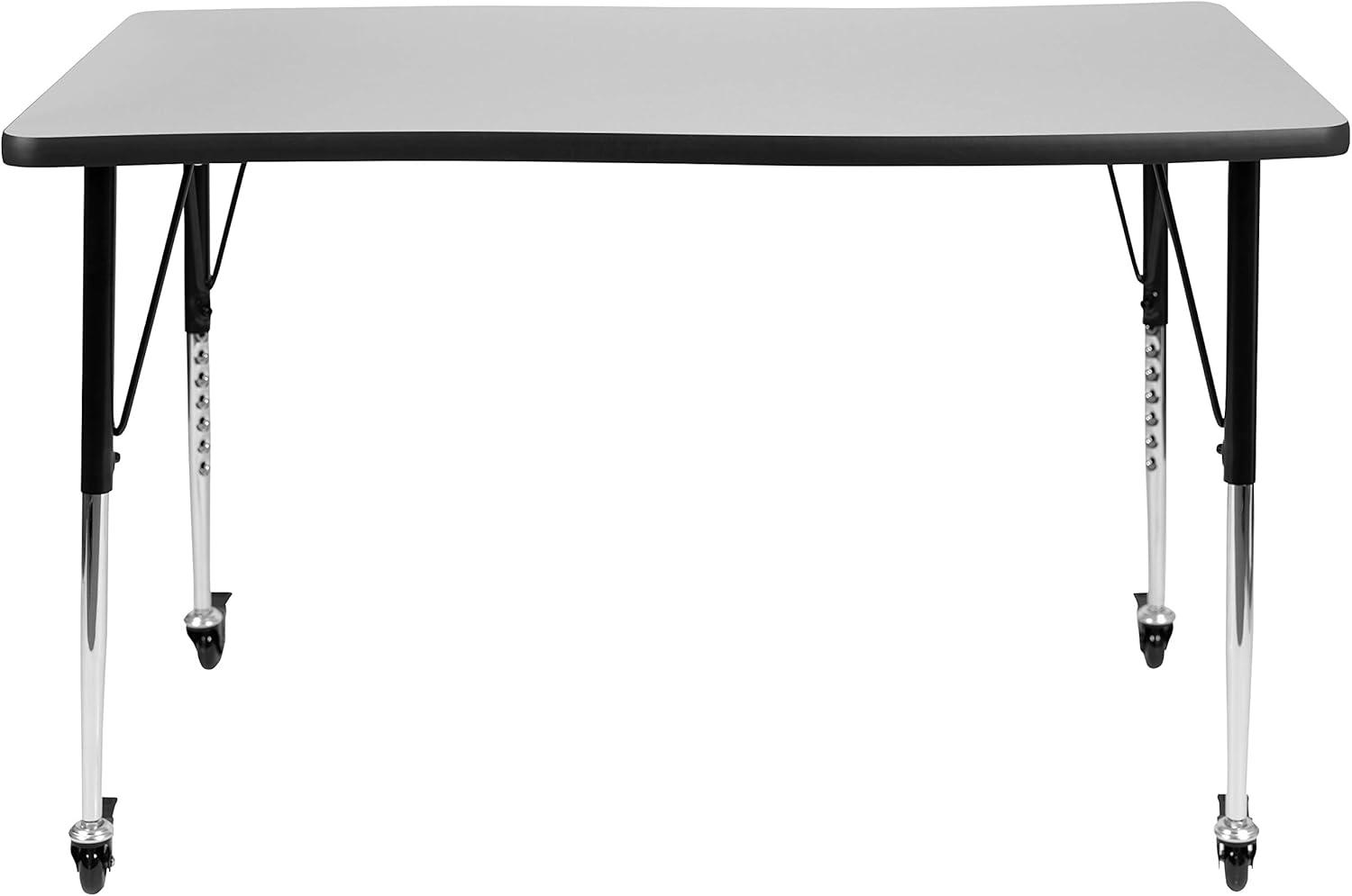Flash Furniture Goddard 28"W x 47.5"L Rectangular Wave Collaborative Grey Adjustable Height Activity Table