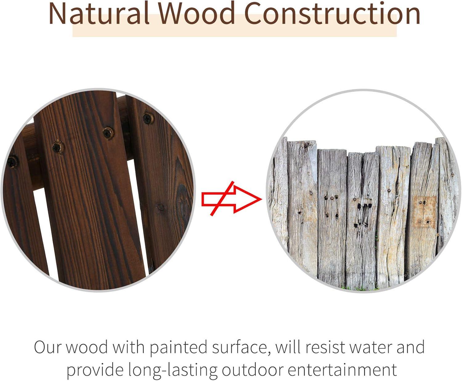 Outsunny Wooden Swing Bench, Garden Swing Chair for Patio, Yard, Porch, Carbonized