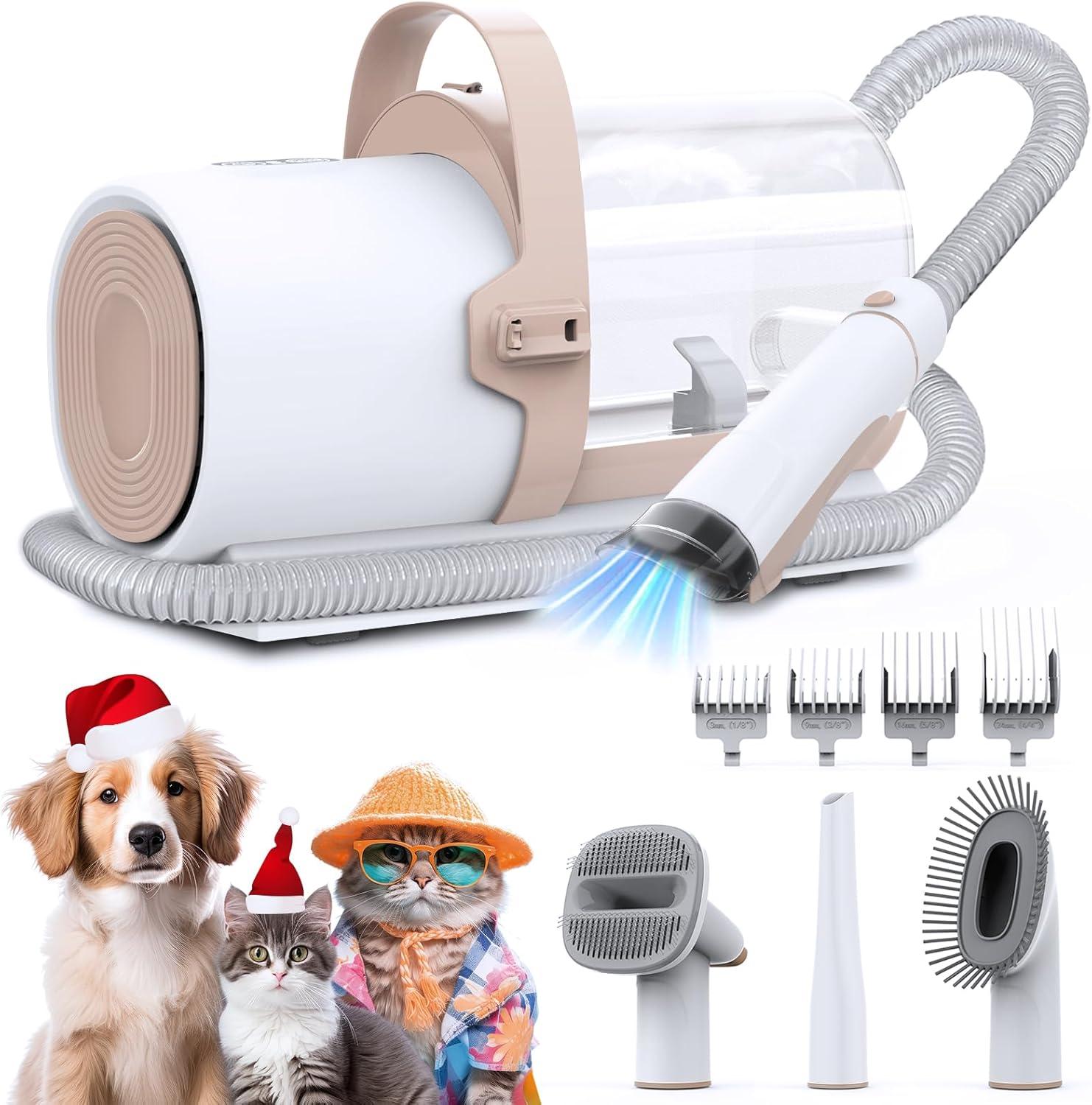 White Pet Grooming Vacuum Kit with 4 Tools