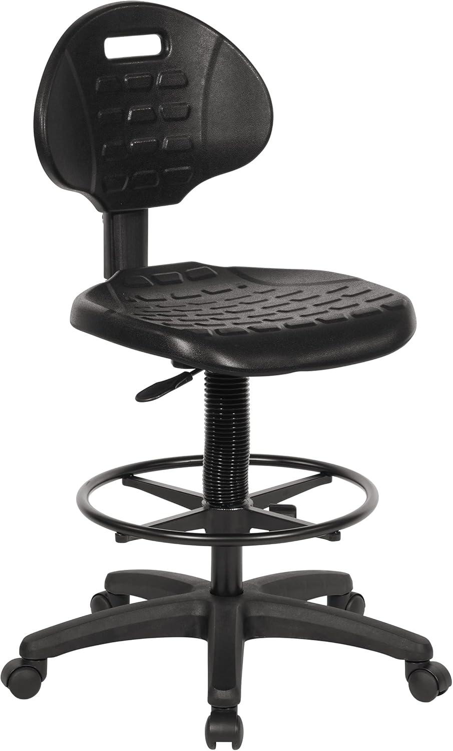 Black Ergonomic Fabric Drafting Chair with Adjustable Footrest