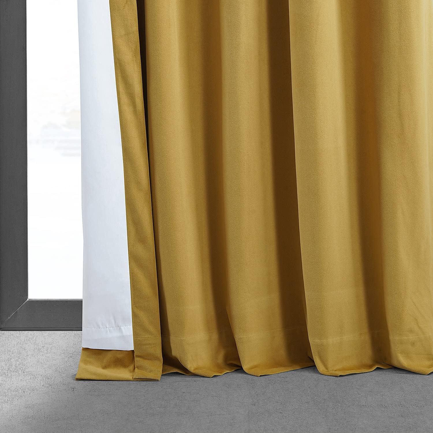 Half Price Drapes Signature Fool's Gold Velvet Blackout Curtains For Bedroom(1 Panel), 50WX 84L