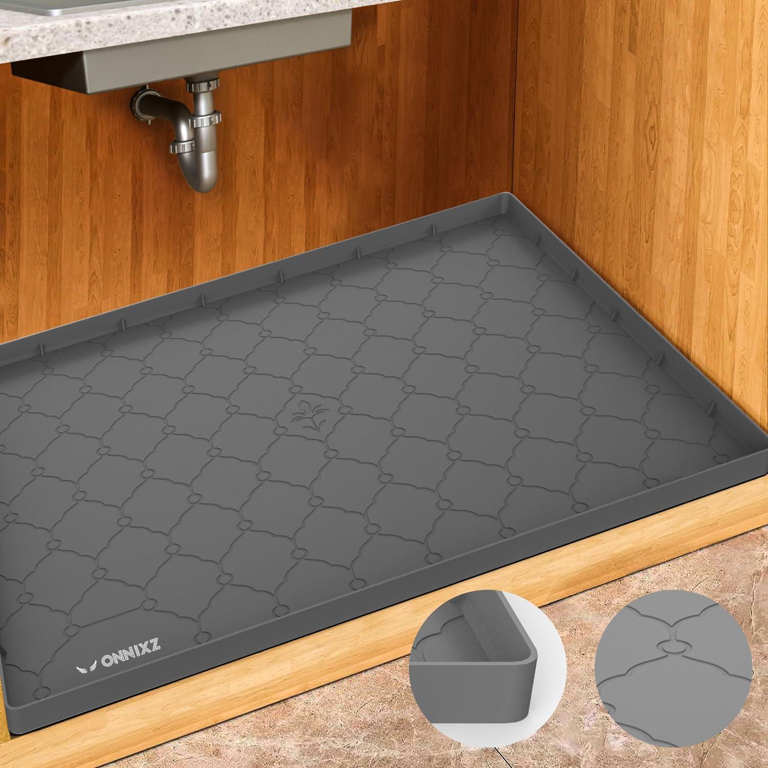 Gray 34" x 22" Silicone Waterproof Under Sink Mat