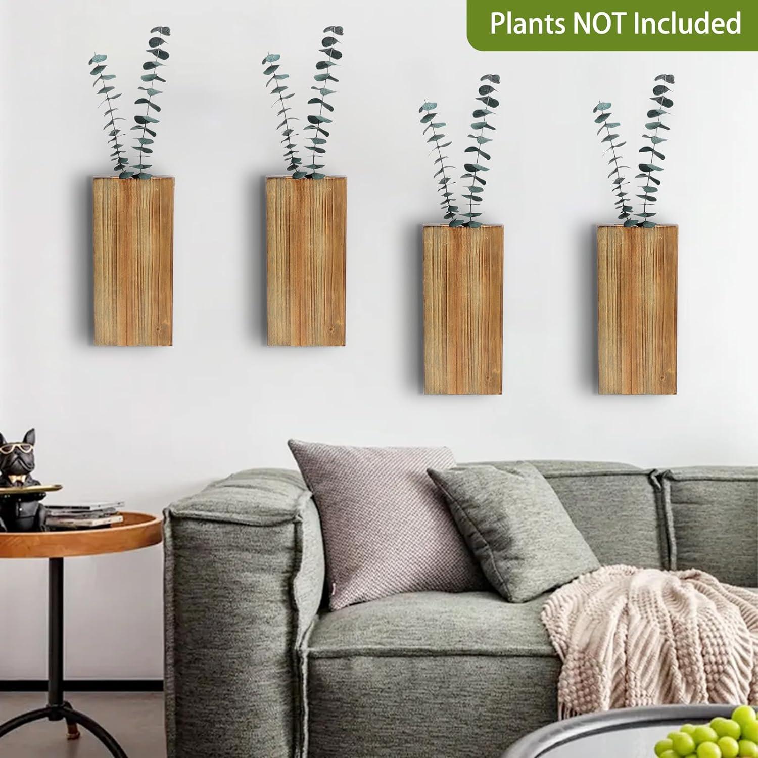 Wall Planters for Indoor Plants Modern Farmhouse Wooden Pocket Wall Vases for Dried Flowers and Faux Plants 4 Pack