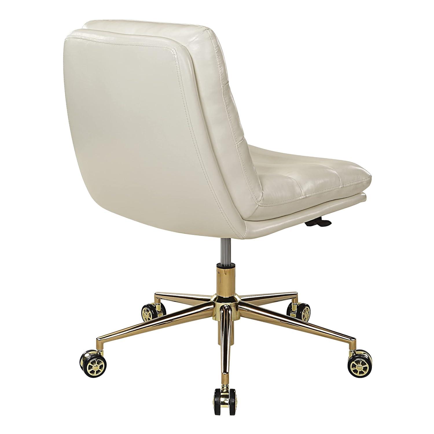 Legacy Office Chair in Cream Faux Leather with Gold Base