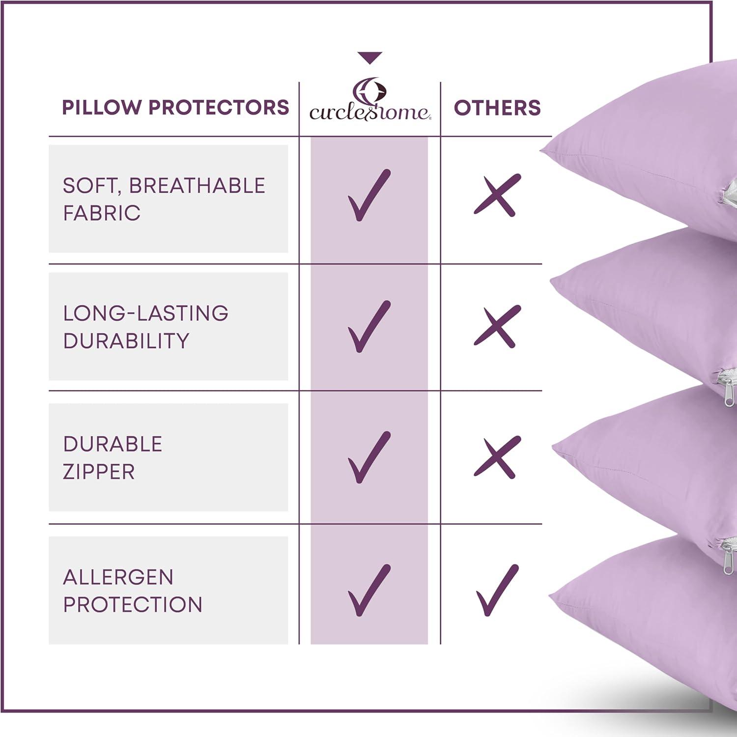 100% Cotton Zippered Pillow Protector (2 pck) Standard - Lavender