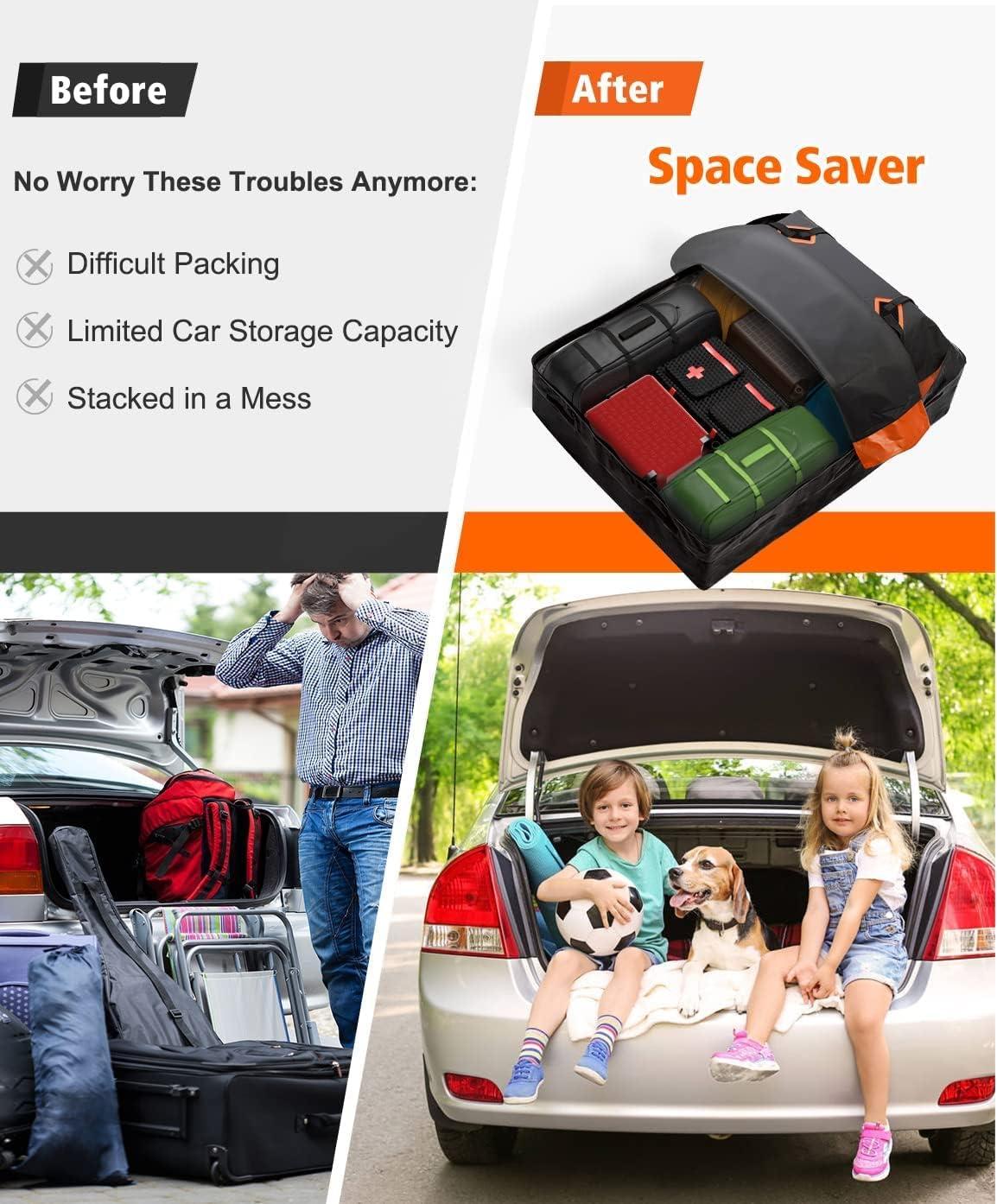 Large Black and Orange Waterproof Rooftop Cargo Carrier Bag