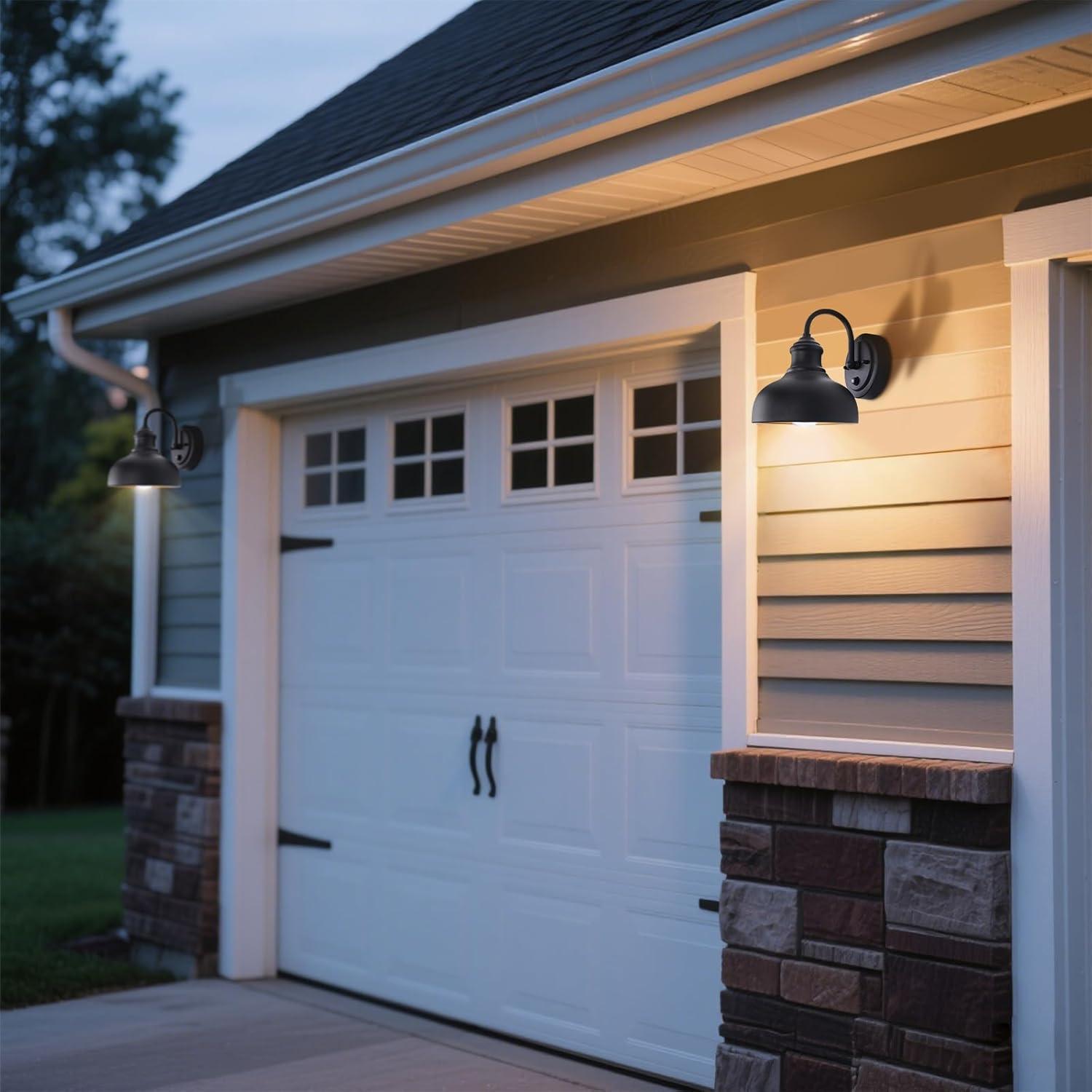 GOALPLUS Black Outdoor Gooseneck Light for Barn, Small Farmhouse Exterior Light Fixtures