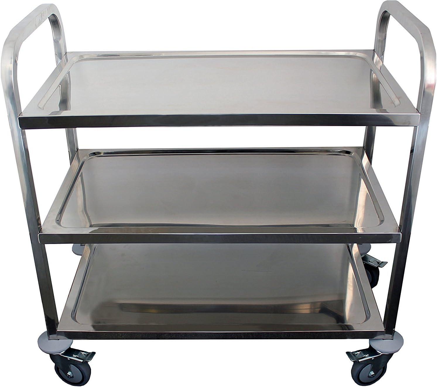 3 Shelf Stainless Steel Dining Cart on Wheels