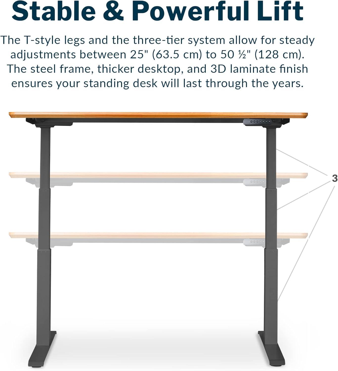 Vari Electric Standing Desk - 60x30 VariDesk, Adjustable Height Stand Up Computer Desk - Dual Motor with Memory Presets, Stable T-Style Legs- Home Office Essentials - Butcher Block