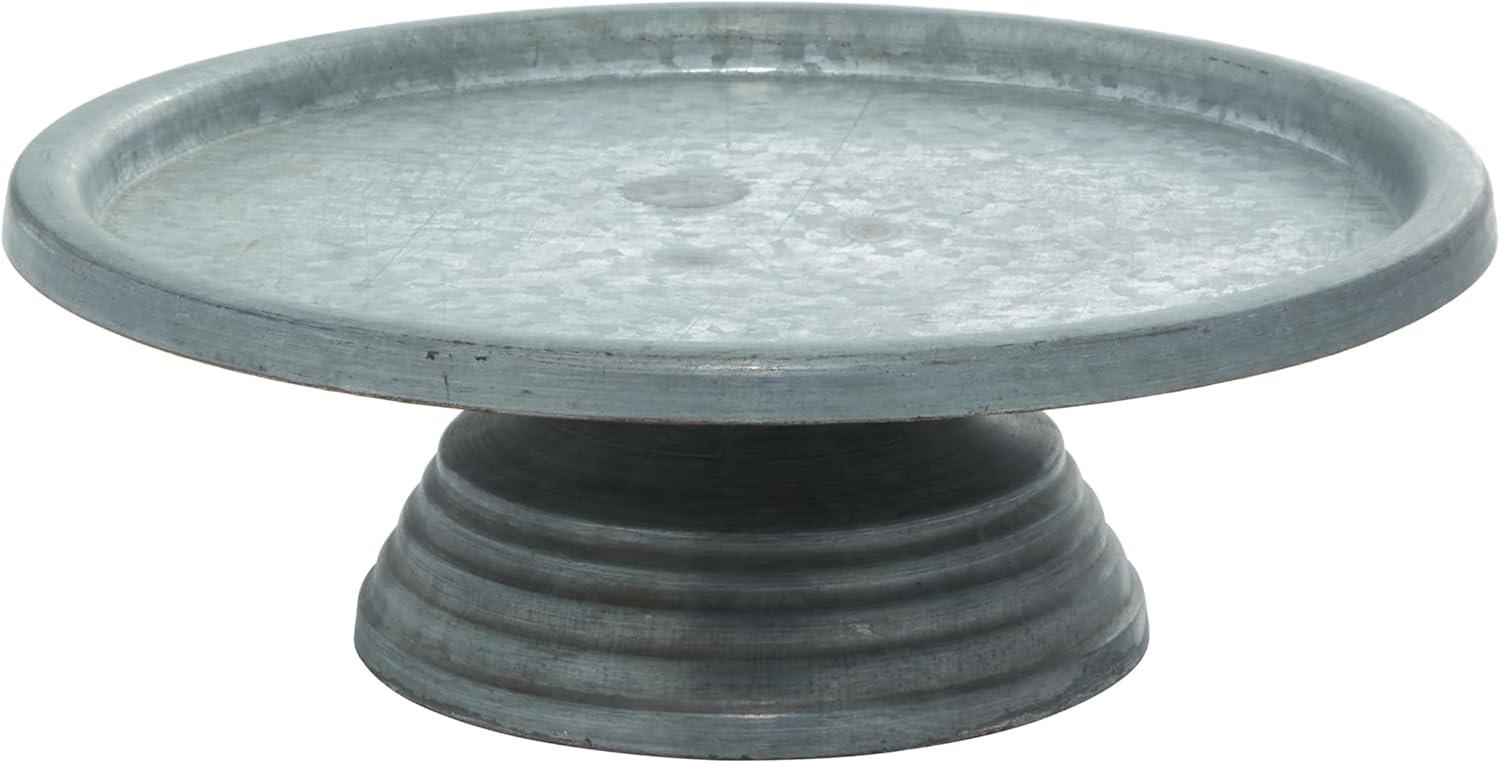 DecMode 13" x 4" Gray Metal Galvanized Decorative Stand, 1-Piece