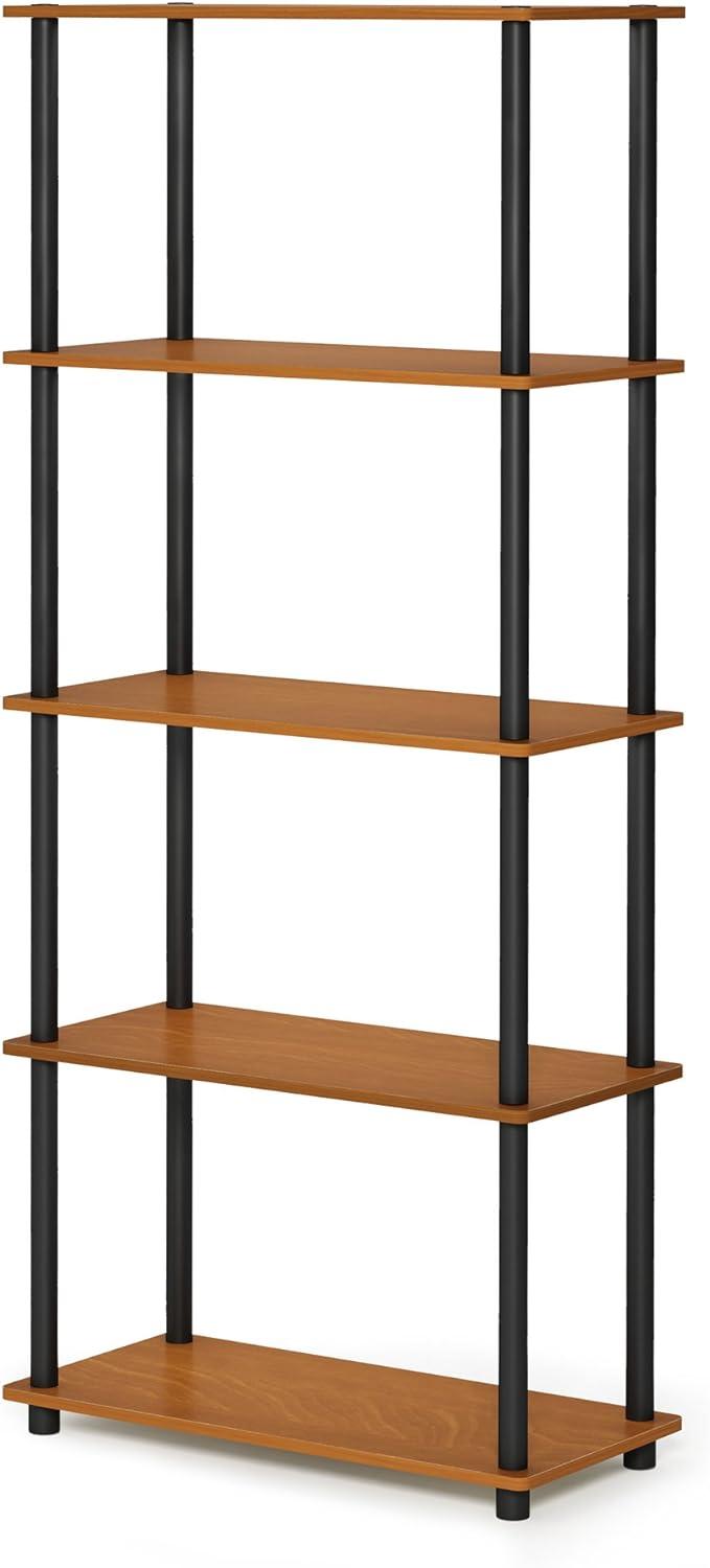 Laminated Black & Light Cherry 5-Tier Round Tube Shelf