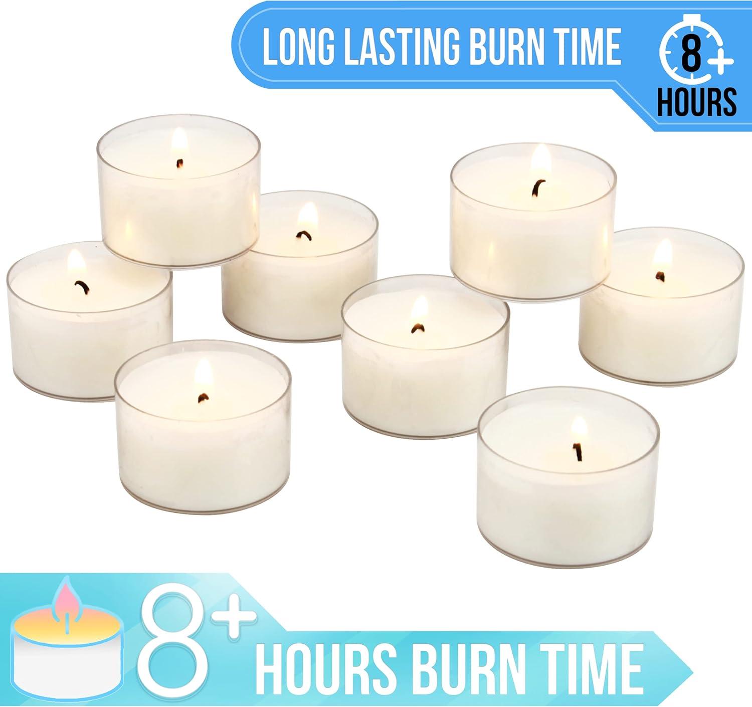 White Palm Wax Unscented Tealight Candles, 48-Pack