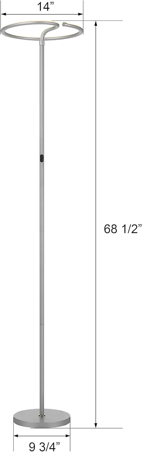 Twizzler Touch Adjustable LED Torchiere Floor Lamp for Kids' Nursery in White
