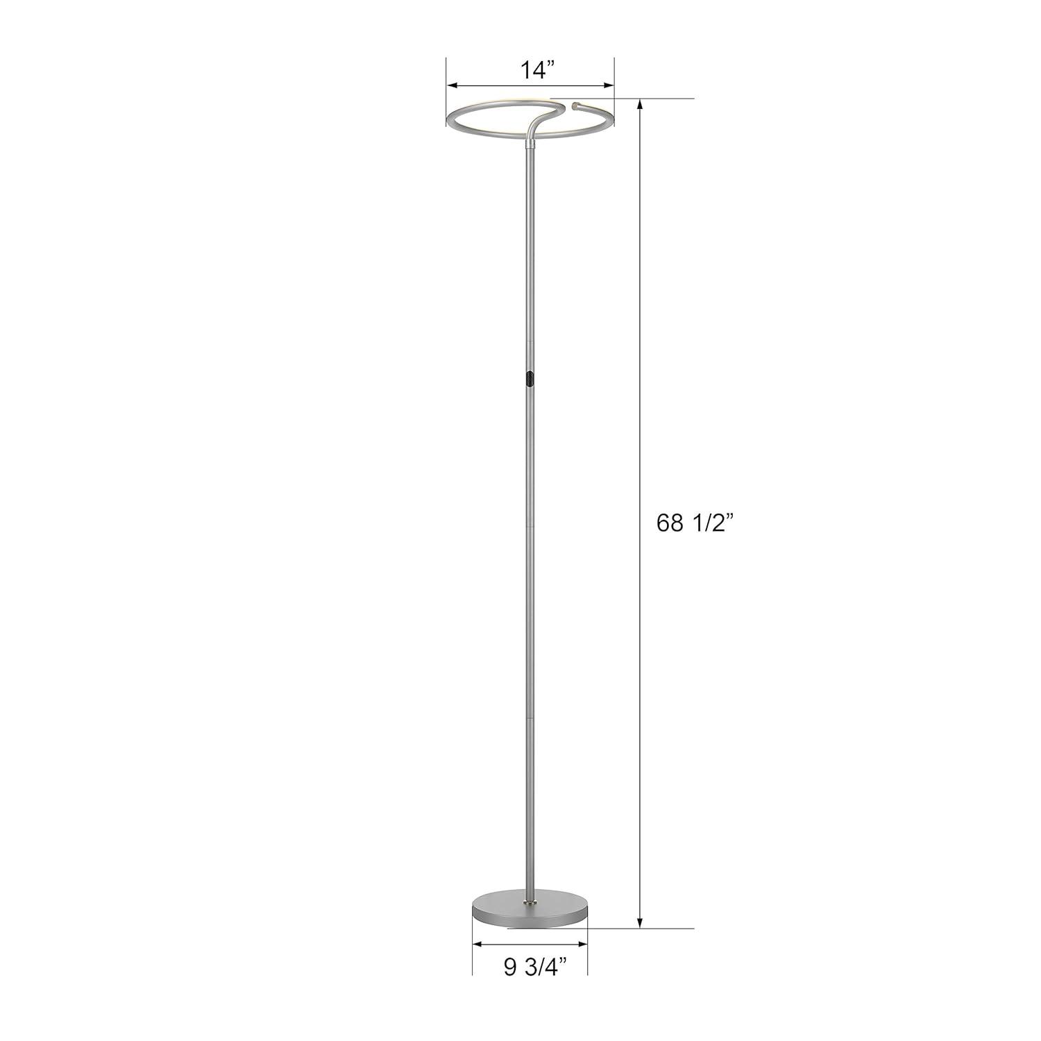 Twizzler Touch Adjustable LED Torchiere Floor Lamp for Kids' Nursery in White