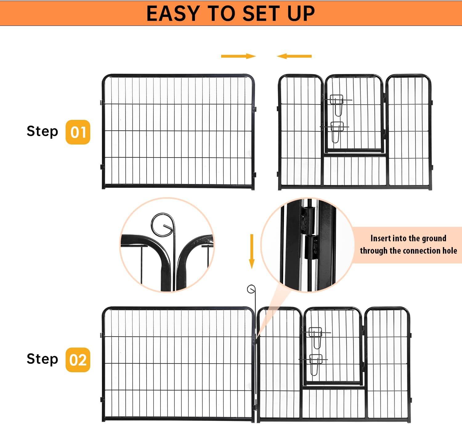 FDW Dog Playpen Pet Dog Fence 2-32 Panels  24/32/40"H Metal Dog Pen Outdoor Exercise Pen with Doors for Large/Medium /Small Dogs for RV,Camping,Yard