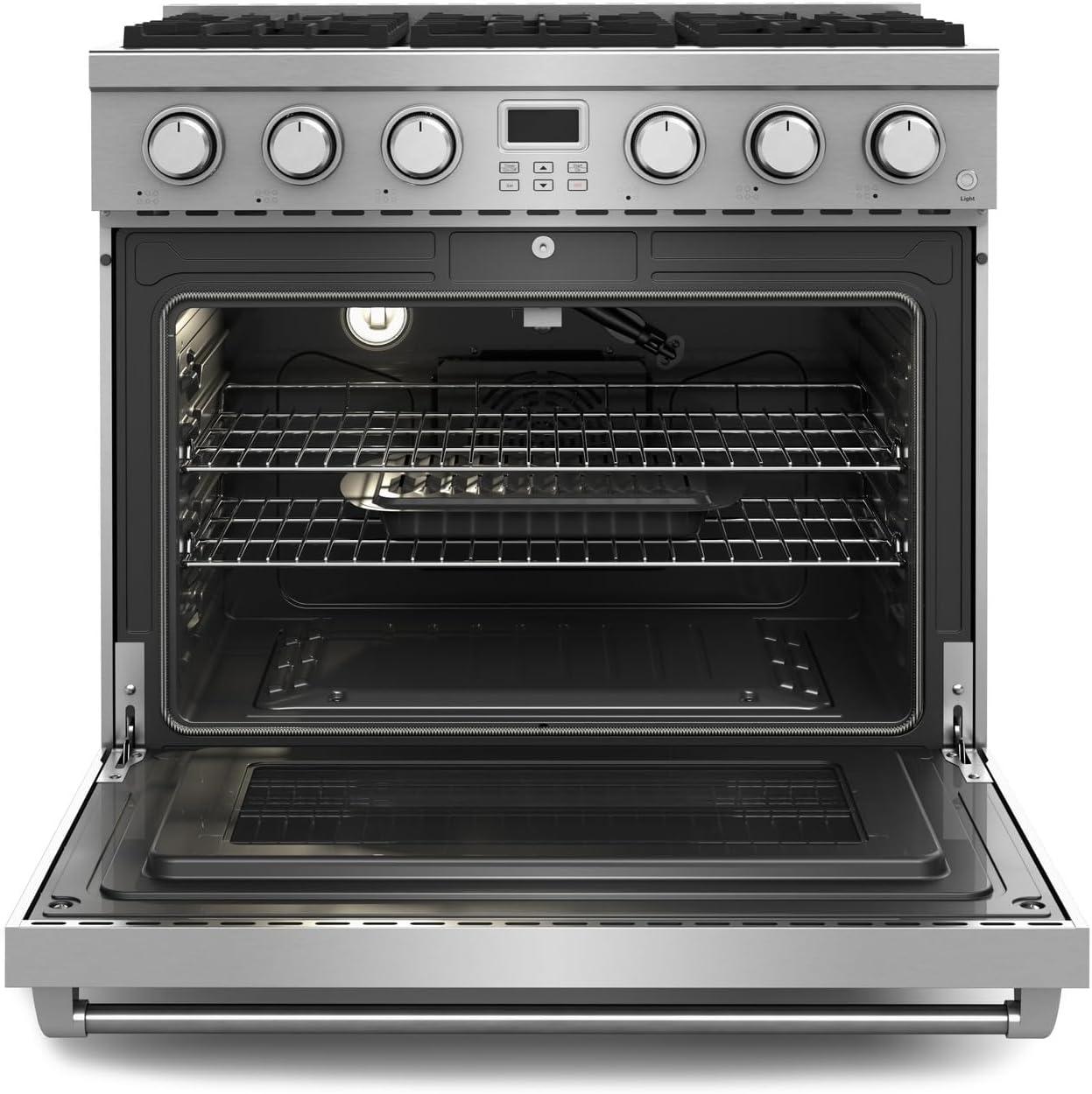 36-Inch Stainless Steel Freestanding Gas Range with Convection Oven