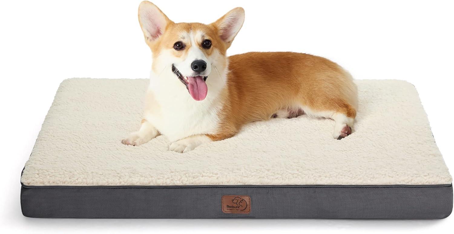 Bedsure Dog Bed Medium Size Dog - Orthopedic Waterproof Puppy Beds with Removable Washable Cover, Egg Crate Foam Pet Mat, Suitable for Pet Up to 35 lbs