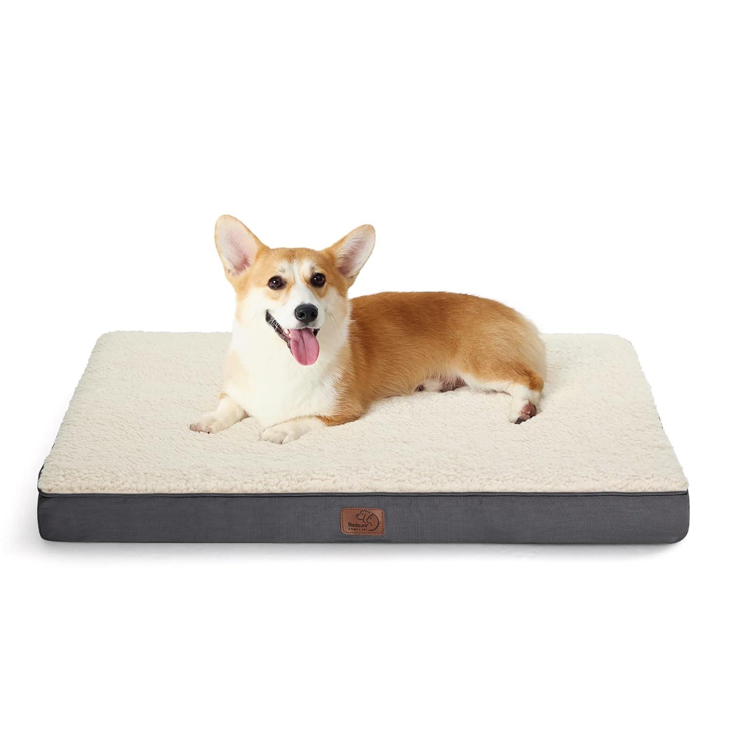 Bedsure Dog Bed Medium Size Dog - Orthopedic Waterproof Puppy Beds with Removable Washable Cover, Egg Crate Foam Pet Mat, Suitable for Pet Up to 35 lbs